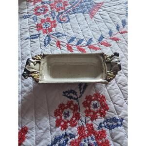 Stoneware clay cow butter dish